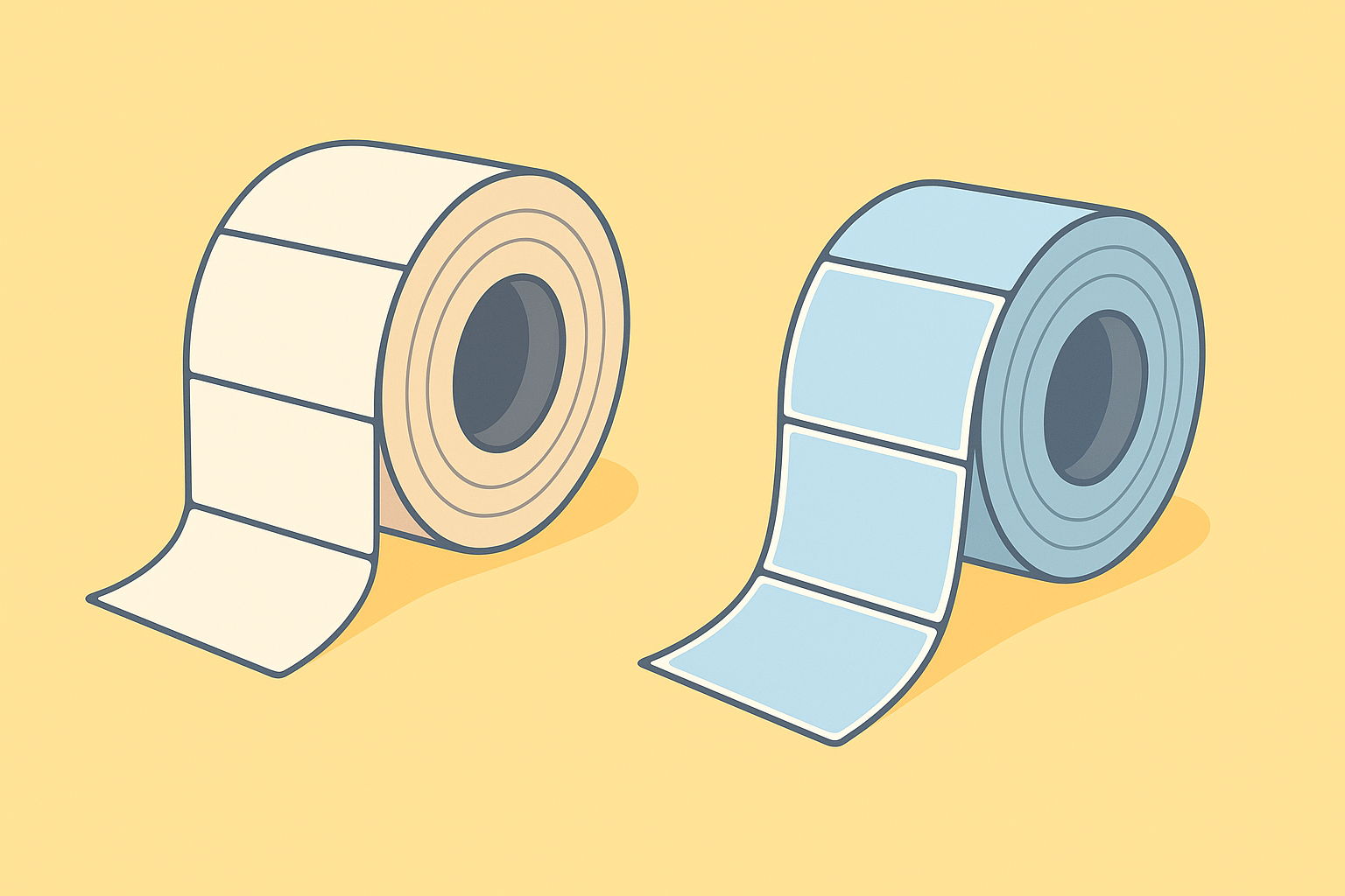 Thermisch top-coated papier vs kunststof labels (PP/PE/PET)