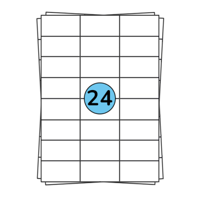 A4 stickervellen 70 x 37 mm, 2.400 labels