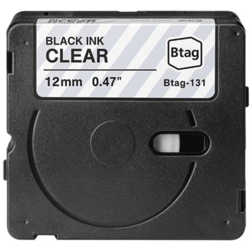 Brother Btag-131 compatible lettertape zwart op transparant 12mm