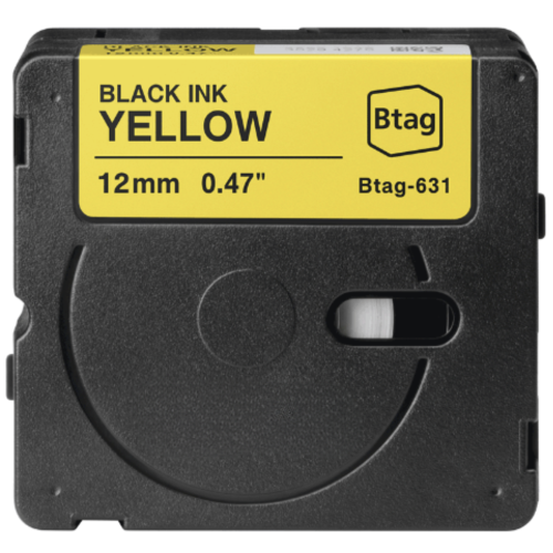 Brother Btag-631 compatible lettertape zwart op geel 12mm