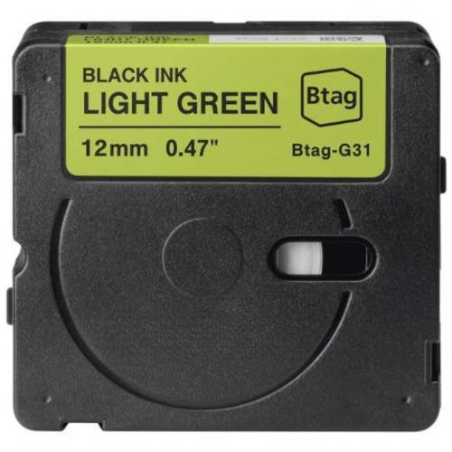 Brother Btag-G31 compatible lettertape zwart op lichtgroen 12mm