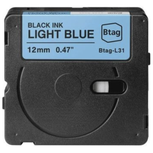 Brother Btag-L31 compatible lettertape zwart op lichtblauw 12mm