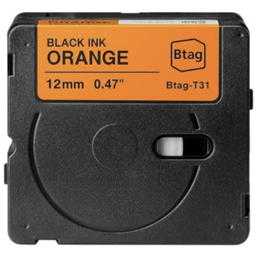 Brother Btag-T31 compatible lettertape zwart op oranje 12mm