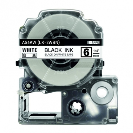 Epson LK-2WBN compatible lettertape zwart op wit 6mm