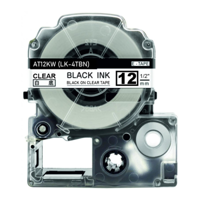 Epson LK-4TBN compatible lettertape zwart op transparant 12mm
