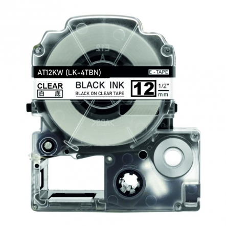 Epson LK-4TBN compatible lettertape zwart op transparant 12mm