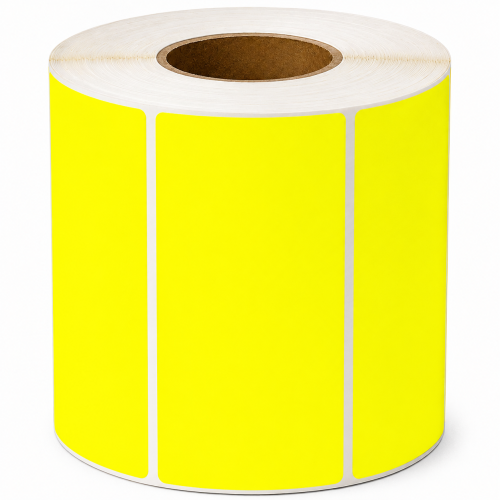 Zebra compatible labels, 100 x 50mm, 1000 etiketten, thermisch transfer, fluoriserend geel